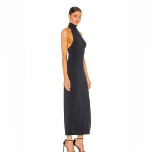Norma Kamali Halter Turtle Side Slit Gown